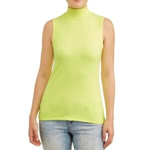No Boundaries Women's Juniors Sleeveless Mock Neck Neon Yellow Top Size Medium